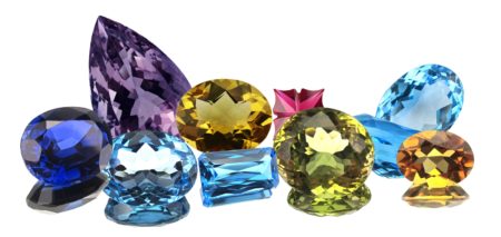 colorful gemstones on a white background